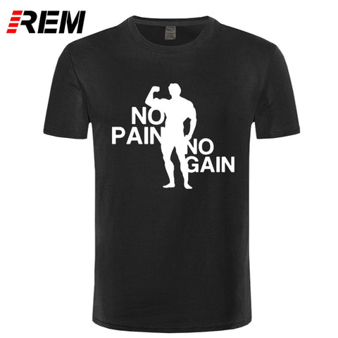 REM Adult T Shirts O-Neck Short Arnie No Pain No Gain Premium Tee Shirts For Men