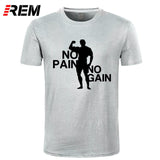 REM Adult T Shirts O-Neck Short Arnie No Pain No Gain Premium Tee Shirts For Men