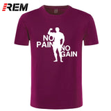REM Adult T Shirts O-Neck Short Arnie No Pain No Gain Premium Tee Shirts For Men