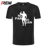 REM Adult T Shirts O-Neck Short Arnie No Pain No Gain Premium Tee Shirts For Men