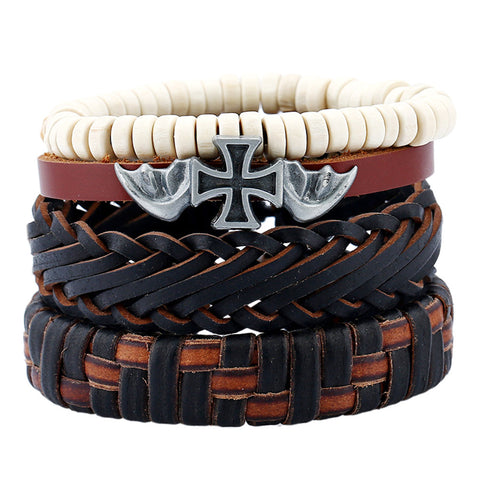 Leather Bracelets for Men Women Cuff Wrap Wristbands Braid