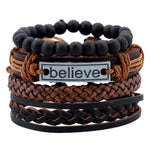 Leather Bracelets for Men Women Cuff Wrap Wristbands Braid