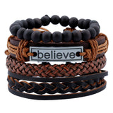 Leather Bracelets for Men Women Cuff Wrap Wristbands Braid